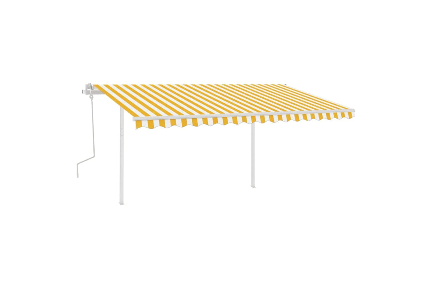 Vidaxl 3070018 Manual Retractable Awning With Posts 4x3.5 M Yellow And White-2