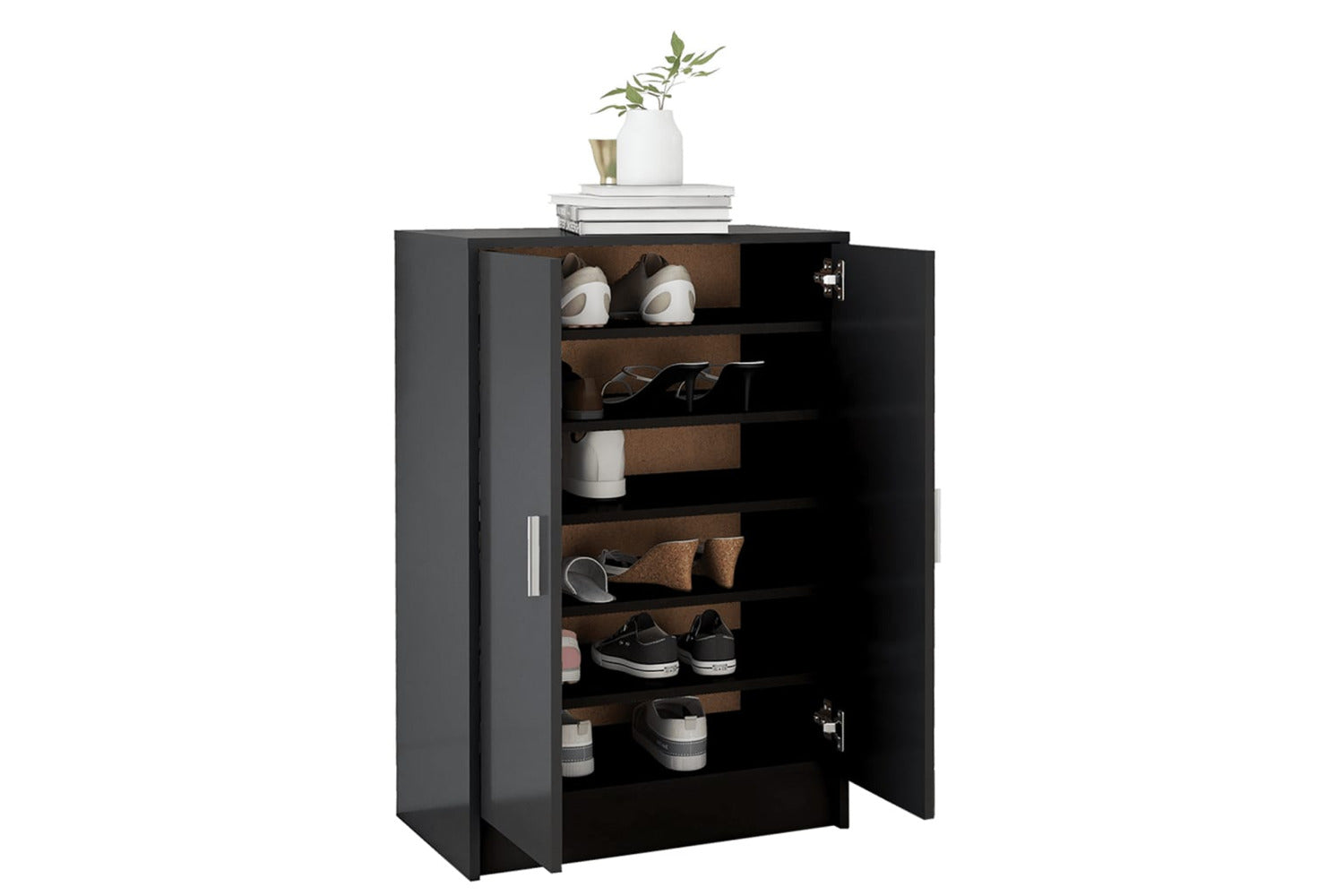 vidaXL Shoe Cabinet Black 60x35x92cm Engineered Wood-3