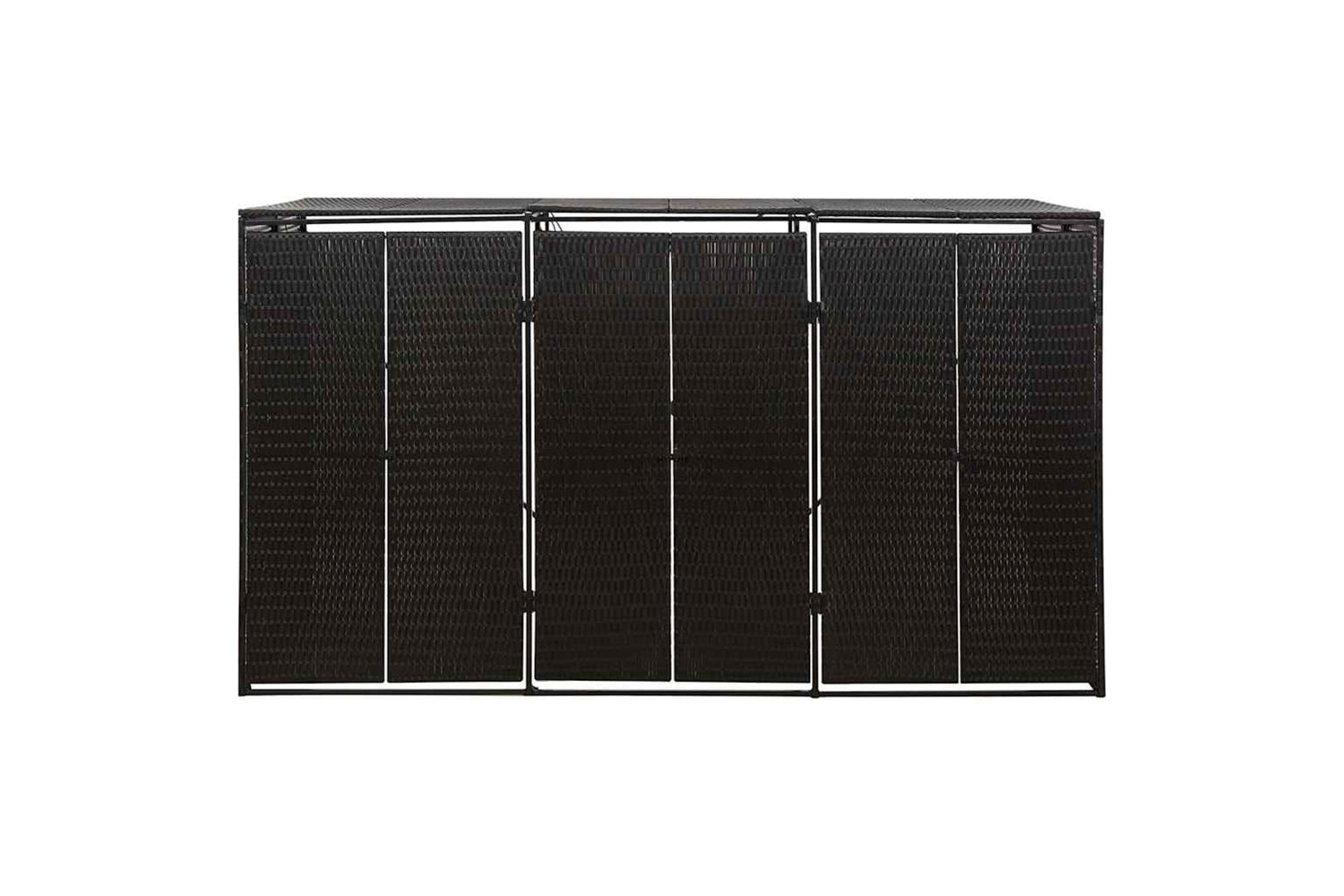 vidaXL 319862 Triple Wheelie Bin Shed Black 207x80x117cm Poly Rattan-3