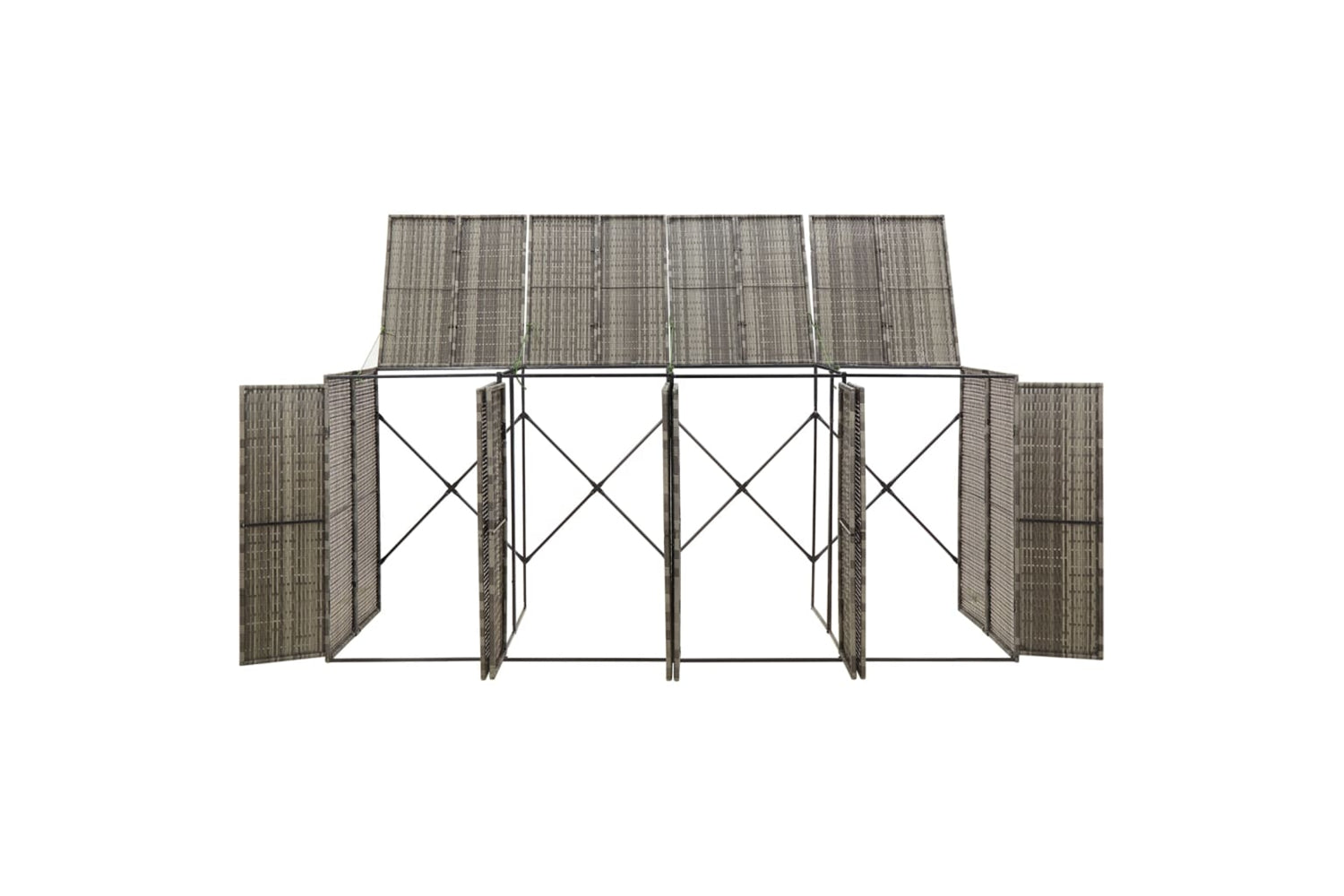 vidaXL 319867 Quadruple Wheelie Bin Shed Grey 274x80x117cm Poly Rattan-3