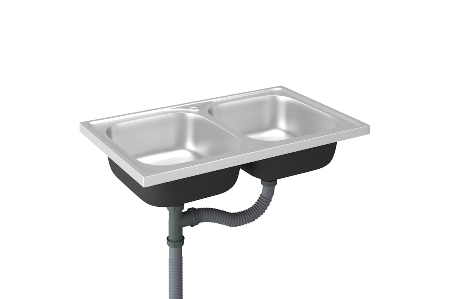 Vidaxl 147234 Kitchen Sink With Double Basins Silver 800x500x155 Mm Stainless Steel-3