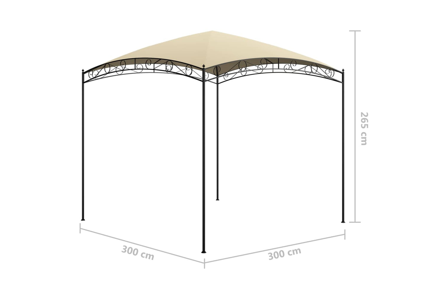 Vidaxl 313906 Gazebo 3x3x2.65 M Cream 180 G/mâ²-5