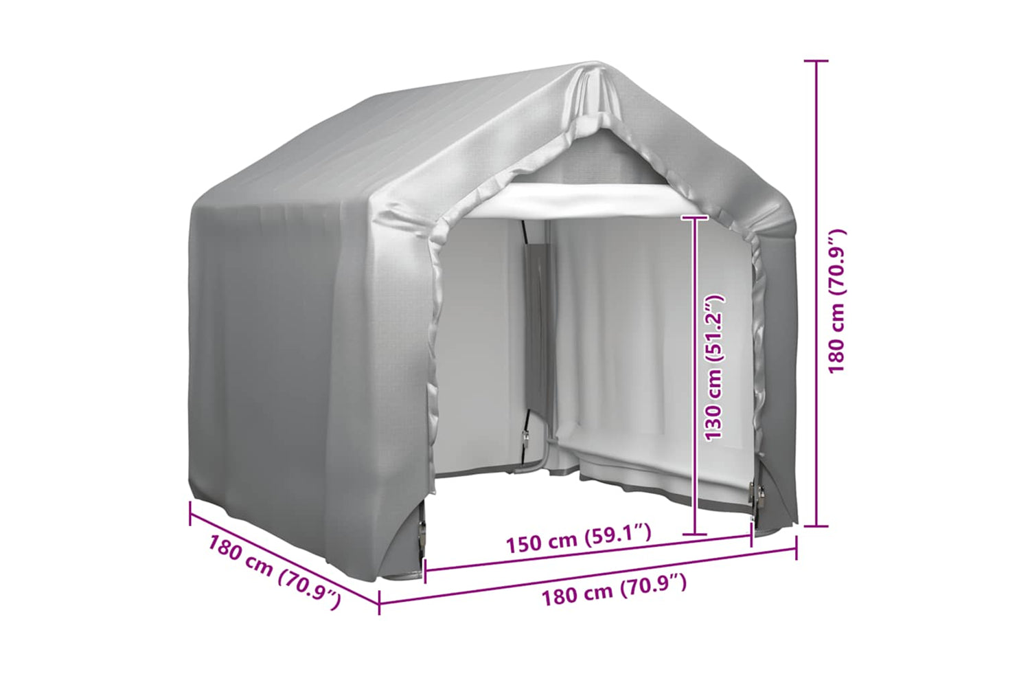 vidaXL 148633 Storage Tent Grey 180x180cm Galvanised Steel-6