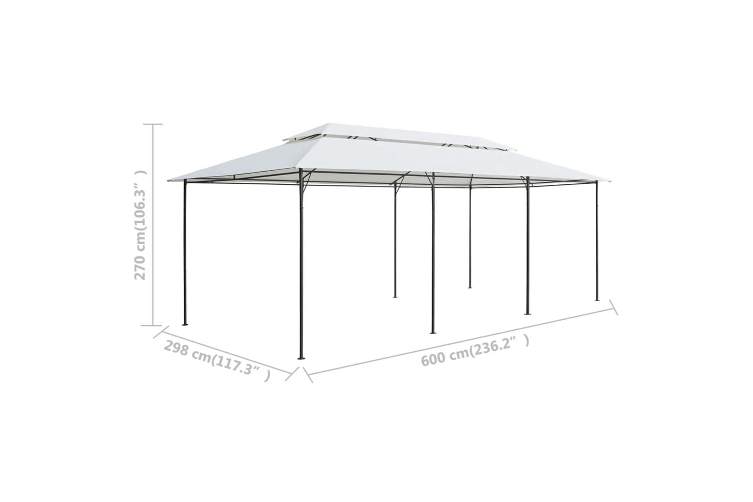 vidaXL 310072 Gazebo 600x298x270cm White 180g/mÂ²-6