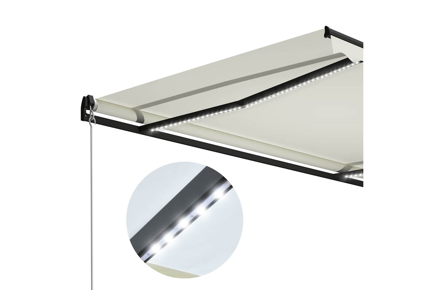 Vidaxl Manual Retractable Awning With Led 300x250 Cm Cream-5