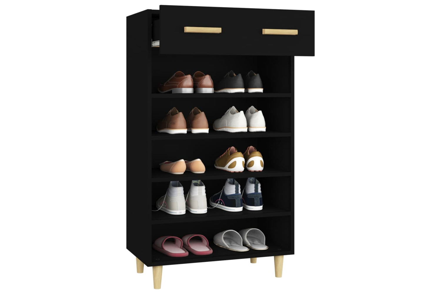 vidaXL 812781 Shoe Cabinet Black 60x35x105cm Engineered Wood-4