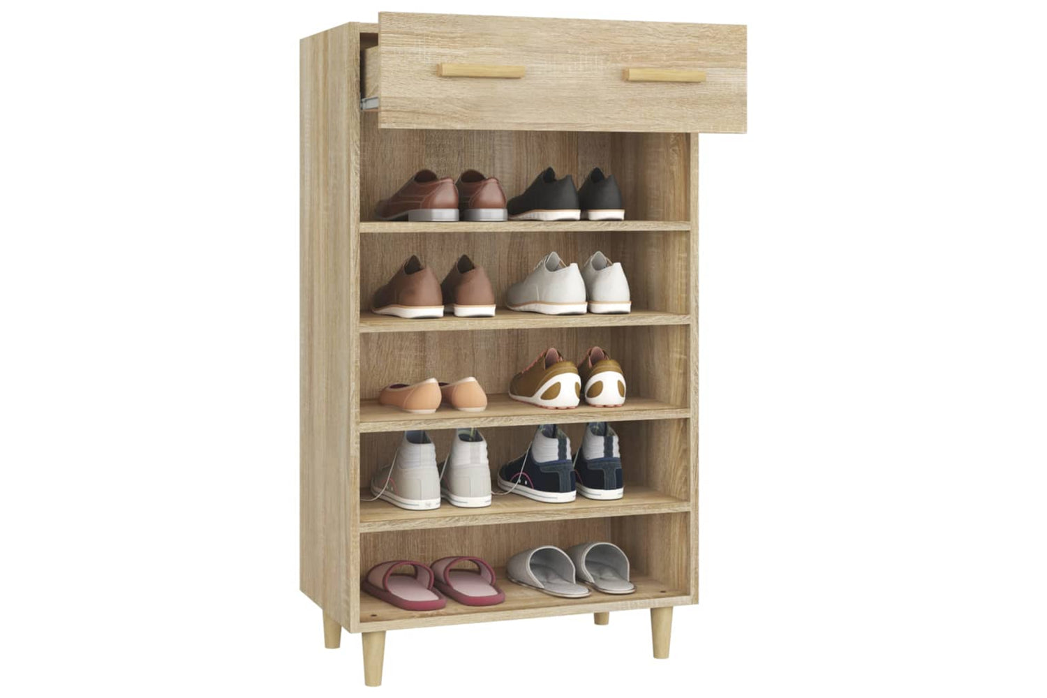 vidaXL 812783 Shoe Cabinet Sonoma Oak 60x35x105cm Engineered Wood-4