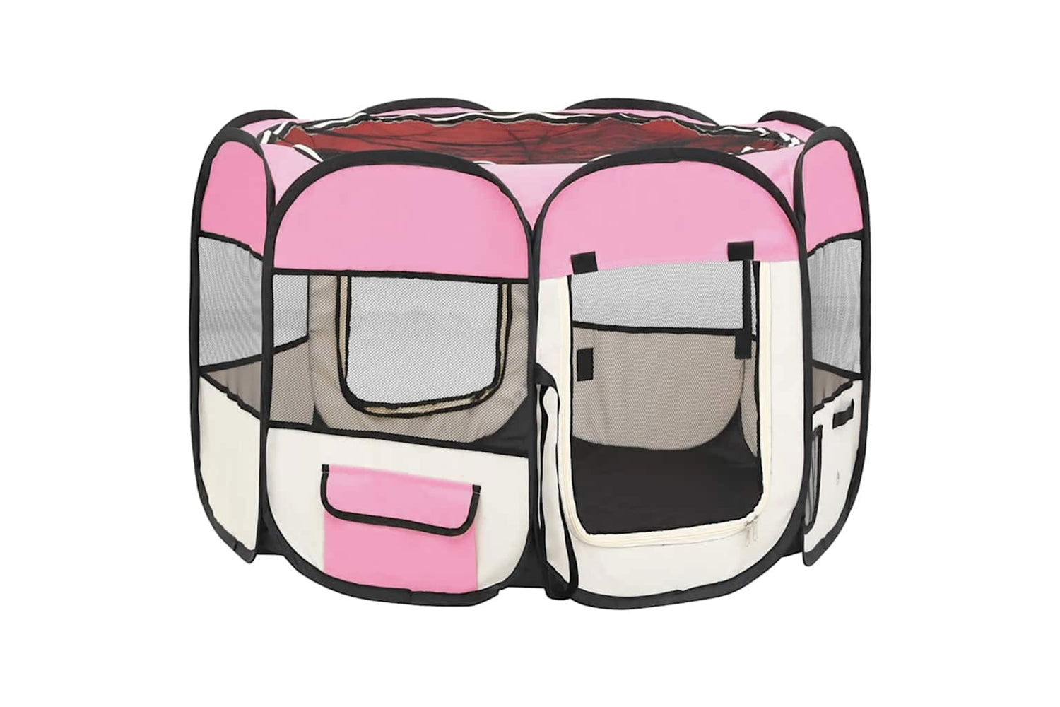 Vidaxl Foldable Dog Playpen With Carrying Bag Pink 90x90x58 Cm-2