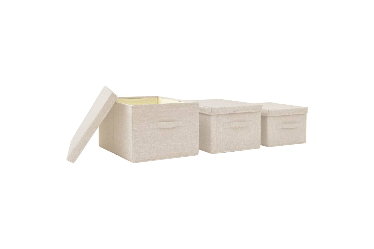 Vidaxl 332920 Stackable Storage Box Set Of 3 Piece Fabric Cream-6