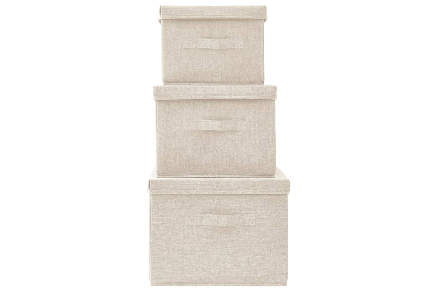 Vidaxl 332920 Stackable Storage Box Set Of 3 Piece Fabric Cream-3