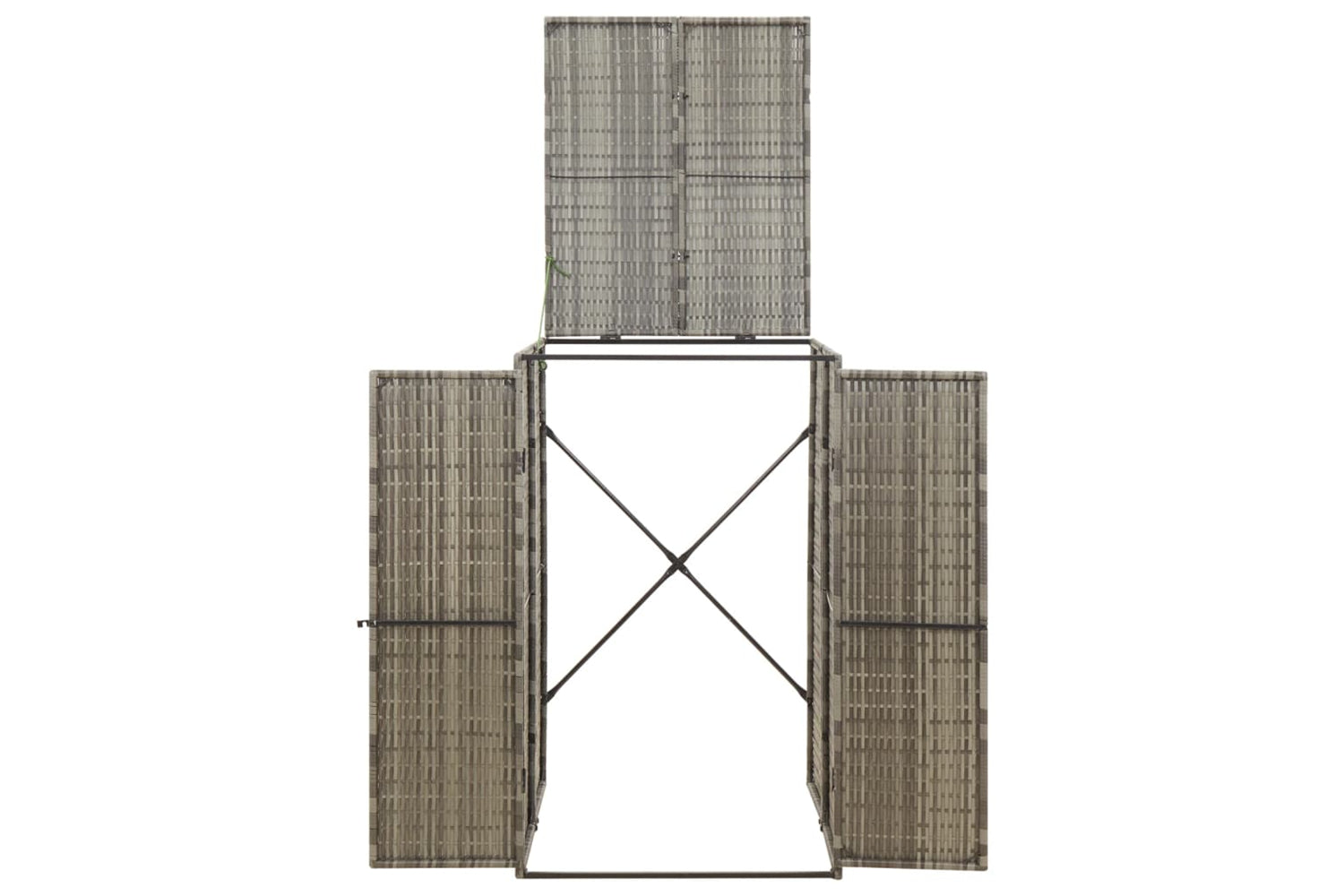 vidaXL 319864 Single Wheelie Bin Shed Grey 70x80x117cm Poly Rattan-3