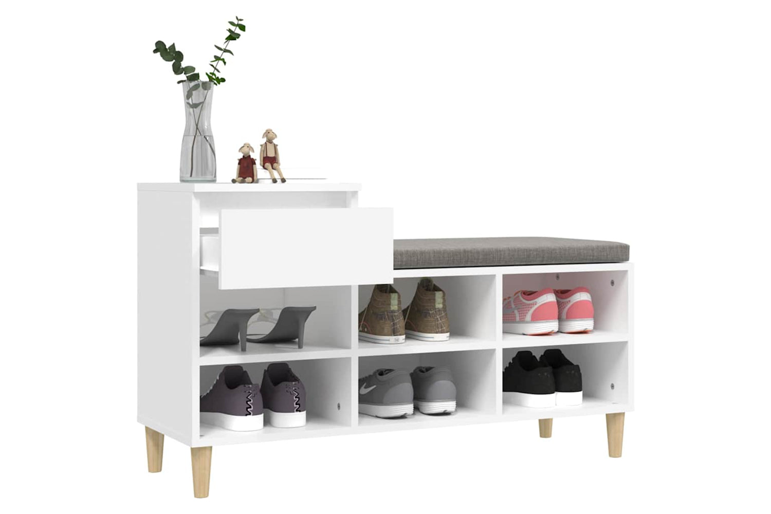vidaXL 821204 Shoe Cabinet White 102x36x60cm Engineered Wood-4