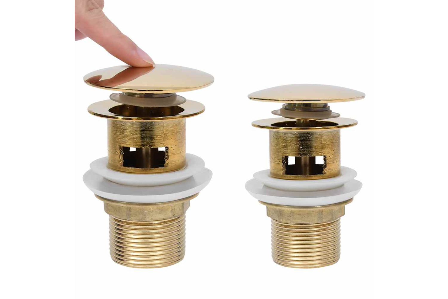 vidaXL 149057 Push Drain With Overflow Function Gold 6.4x6.4x9.1cm-2