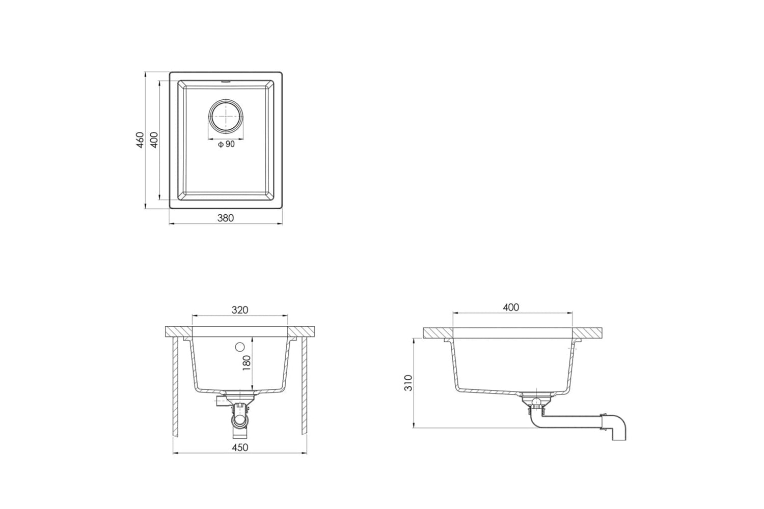 Vidaxl Kitchen Sink With Overflow Hole White Granite-7