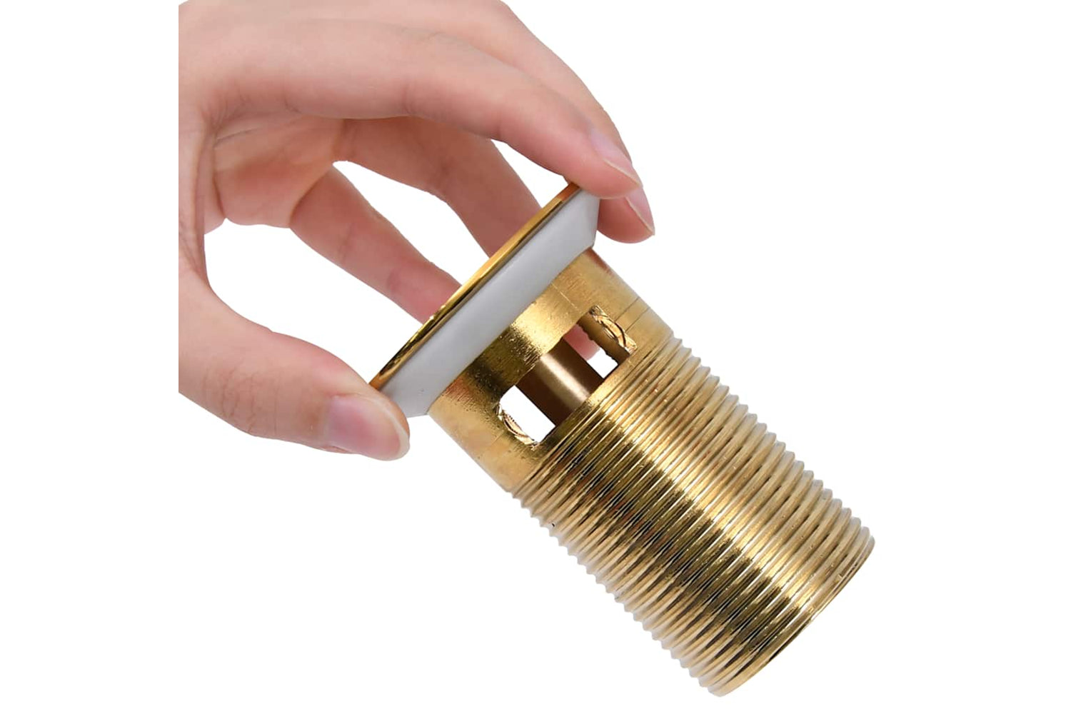 vidaXL 149057 Push Drain With Overflow Function Gold 6.4x6.4x9.1cm-5