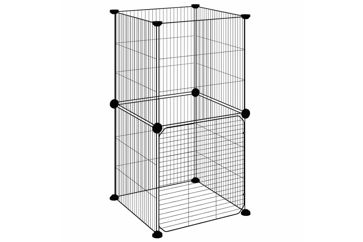 vidaXL 3114035 8-panel Pet Cage With Door Black 35x35cm Steel-3