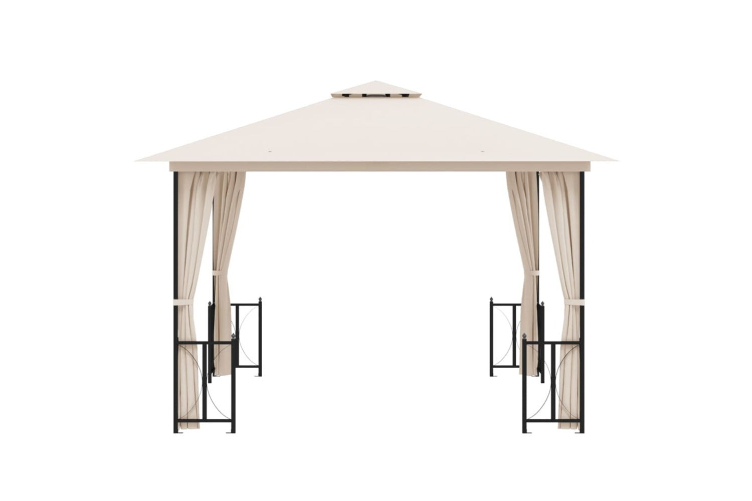 Vidaxl 318540 Gazebo With Sidewalls&double Roofs 3x3 M Cream-2