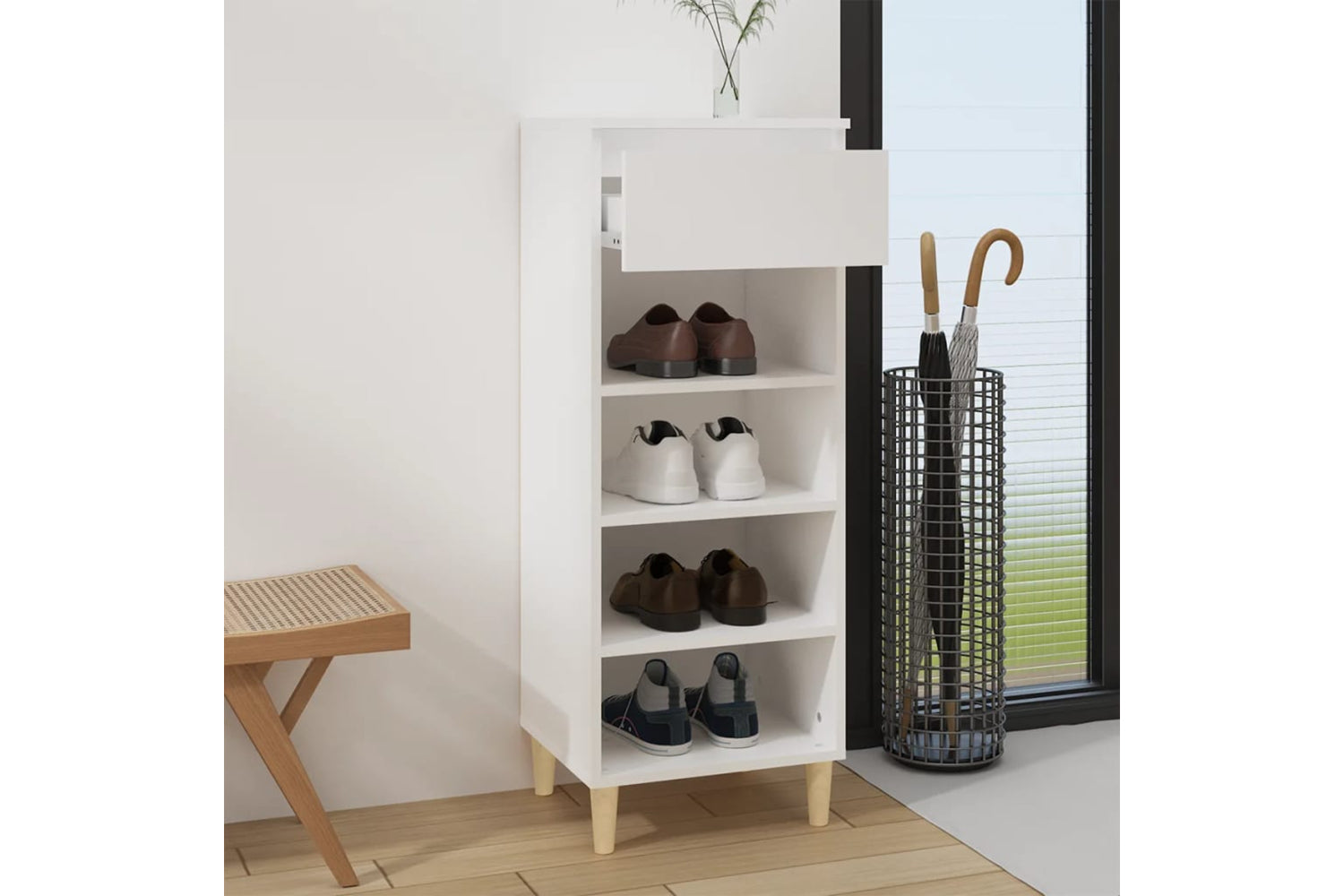 vidaXL 819772 Shoe Cabinet White 40x36x105cm Engineered Wood-5