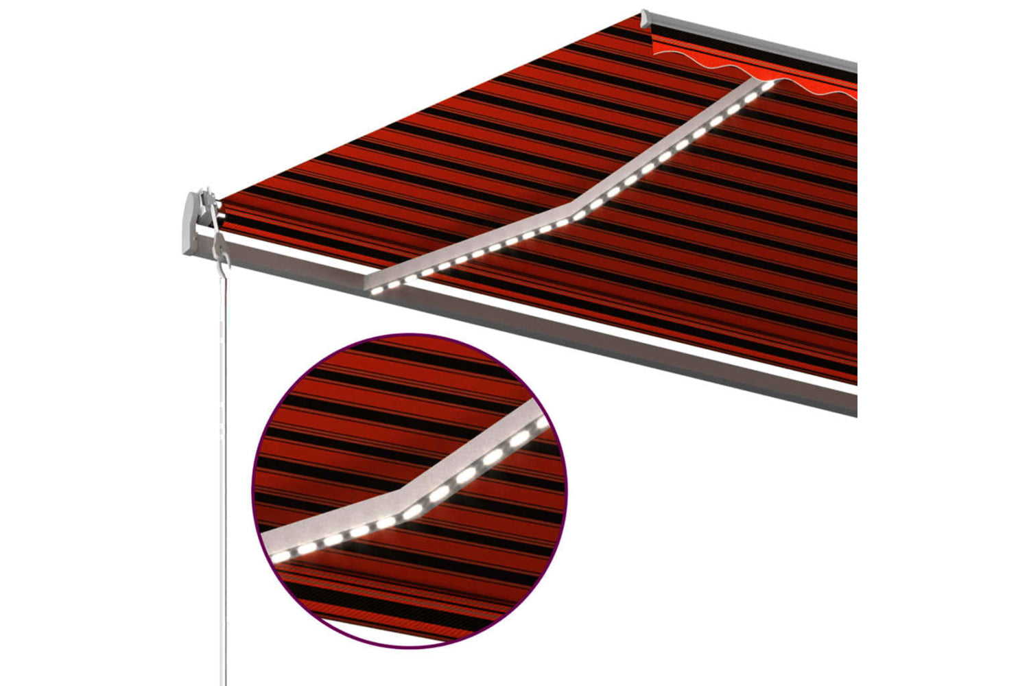 vidaXL 3069805 Manual Retractable Awning With Led 600x300cm Orange And Brown-9