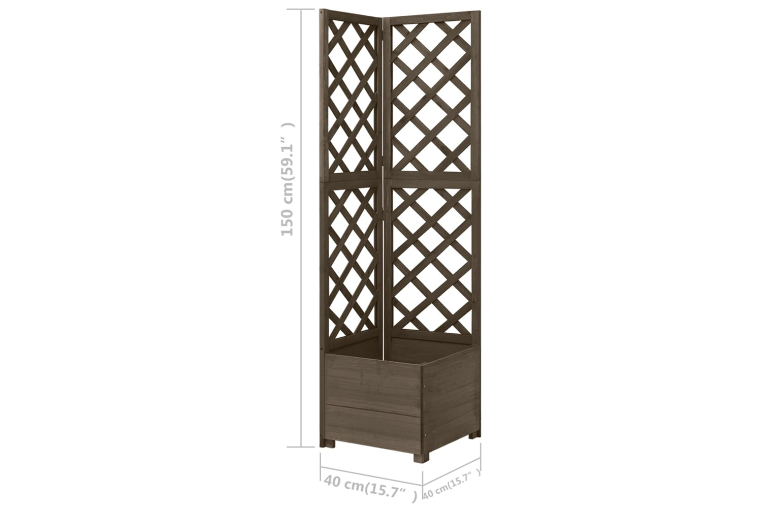 vidaXL 316412 Corner Trellis Planter Grey 40x40x150cm Solid Fir Wood-6