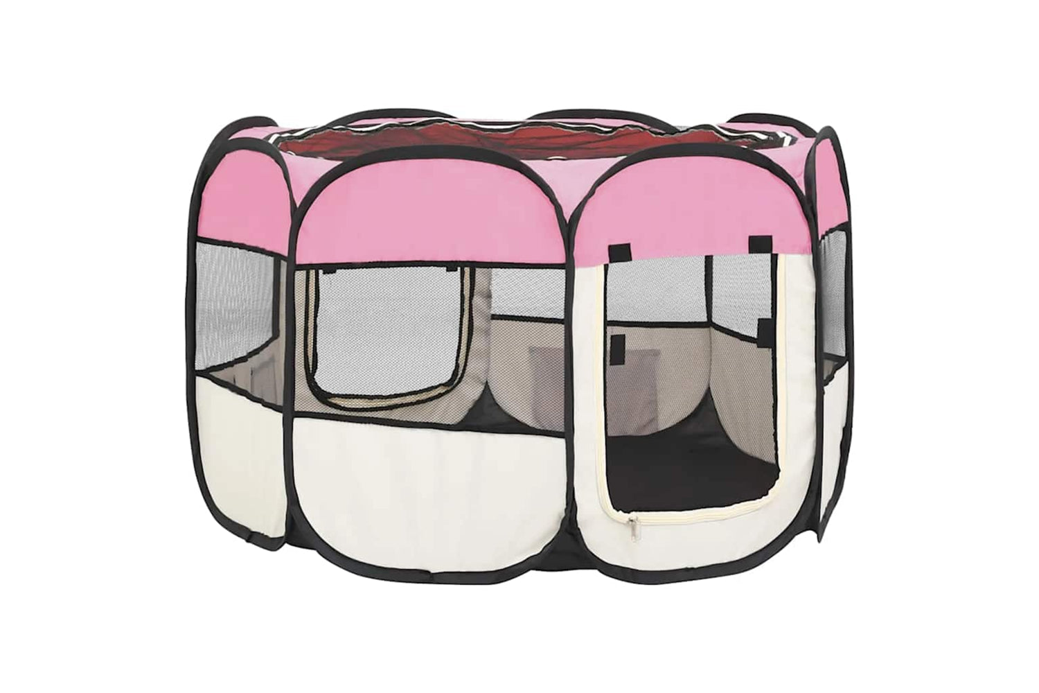 Vidaxl Foldable Dog Playpen With Carrying Bag Pink 90x90x58 Cm-3