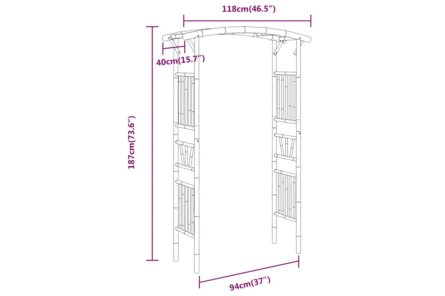 vidaXL 341746 Rose Arch Bamboo 118x40x187cm-6