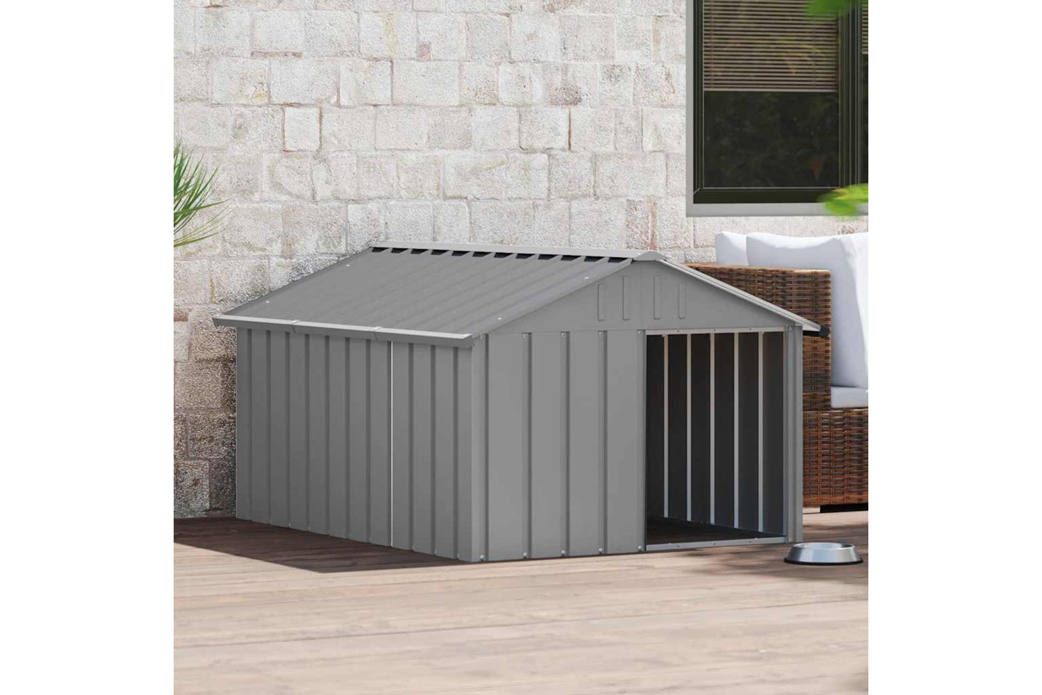 vidaXL 171543 Dog House Grey 116.5x153x81.5cm Galvanised Steel-2