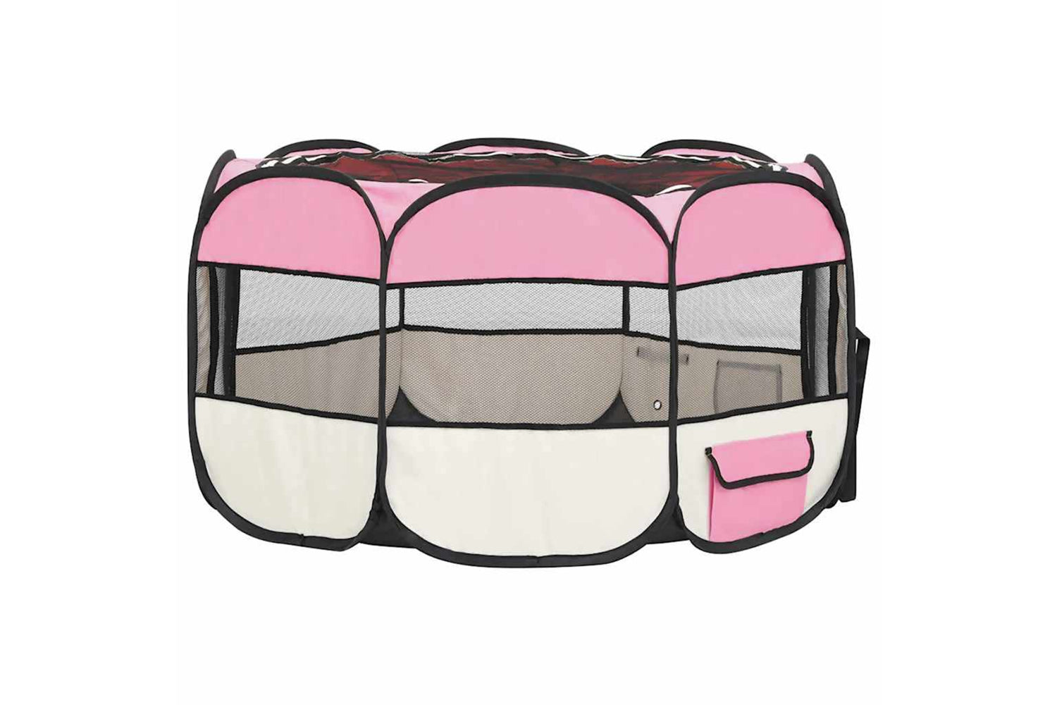 Vidaxl Foldable Dog Playpen With Carrying Bag Pink 110x110x58 Cm-4