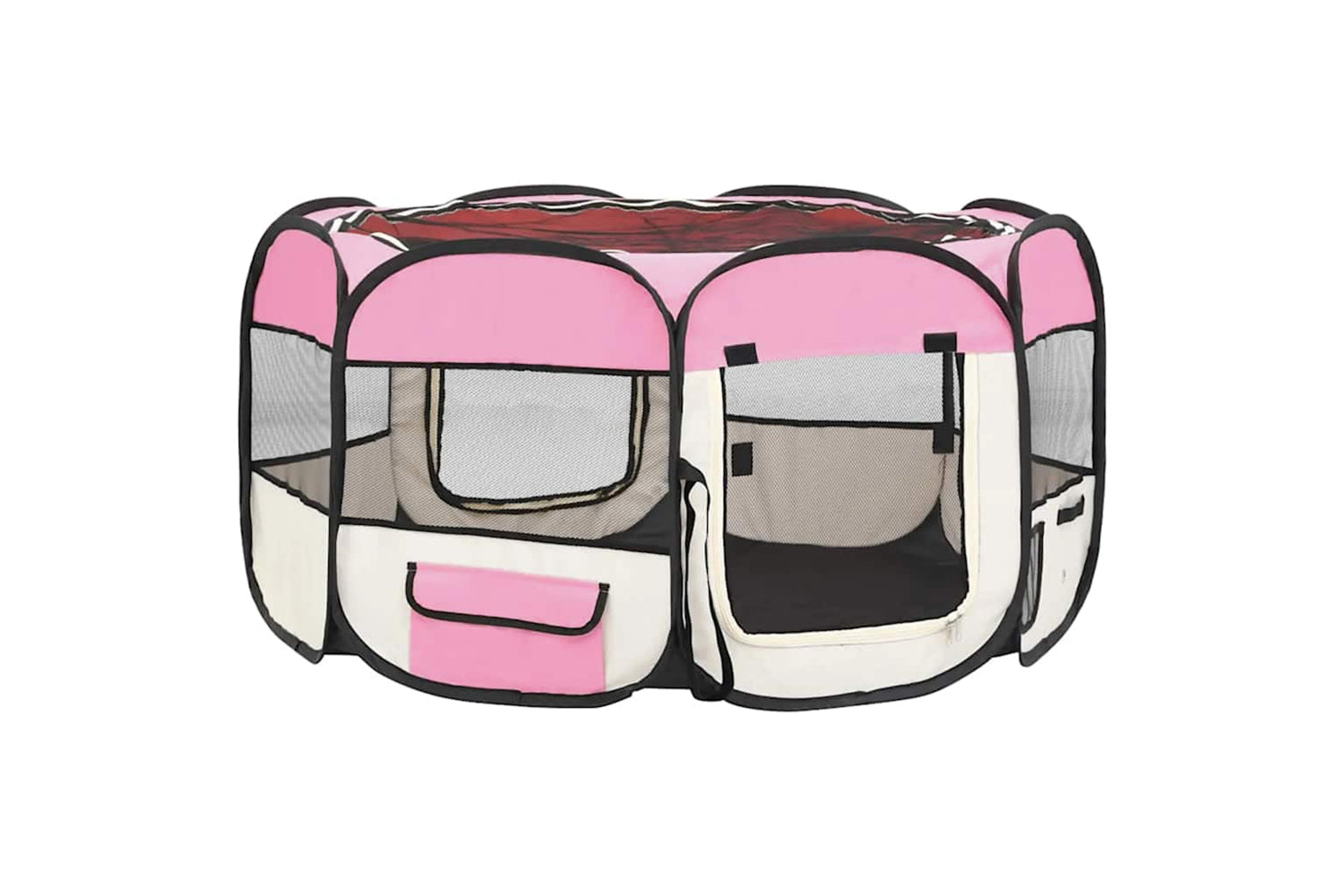 Vidaxl Foldable Dog Playpen With Carrying Bag Pink 125x125x61 Cm-4