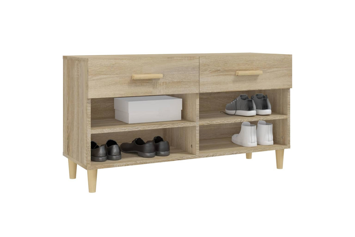 vidaXL 812819 Shoe Cabinet Sonoma Oak 102x35x55cm Engineered Wood-3