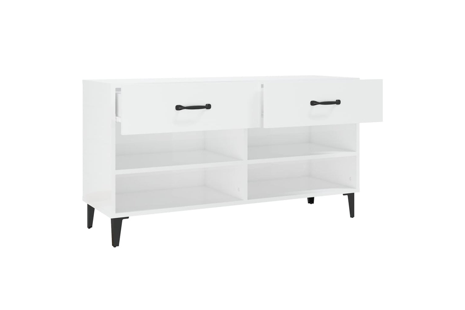 vidaXL 812831 Shoe Cabinet High Gloss White 102x35x55cm Engineered Wood-7