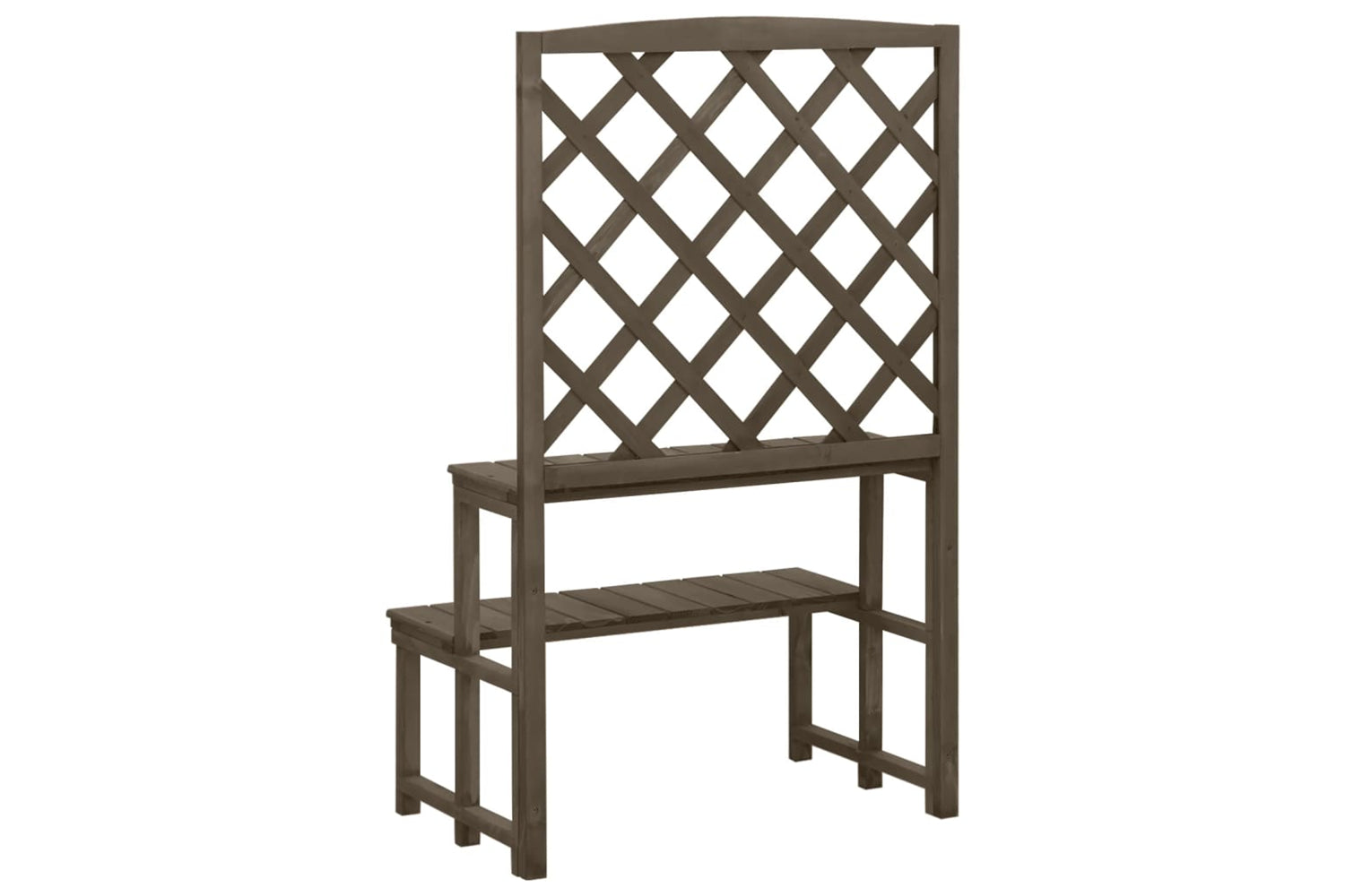 vidaXL 316414 Plant Stand With Trellis Grey 70x42x115cm Solid Fir Wood-4