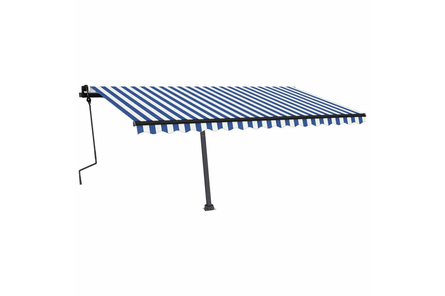 Vidaxl Manual Retractable Awning With Led 450x300 Cm Blue And White-2
