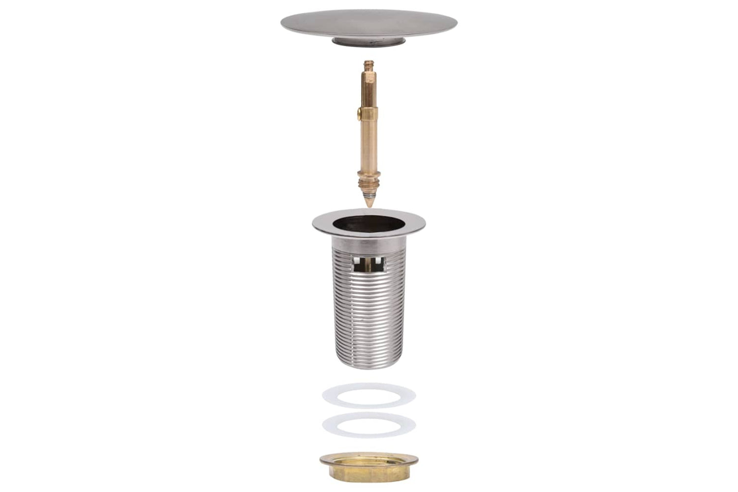 vidaXL 149059 Push Drain With Overflow Function Silver 6.4x6.4x9.1cm-7