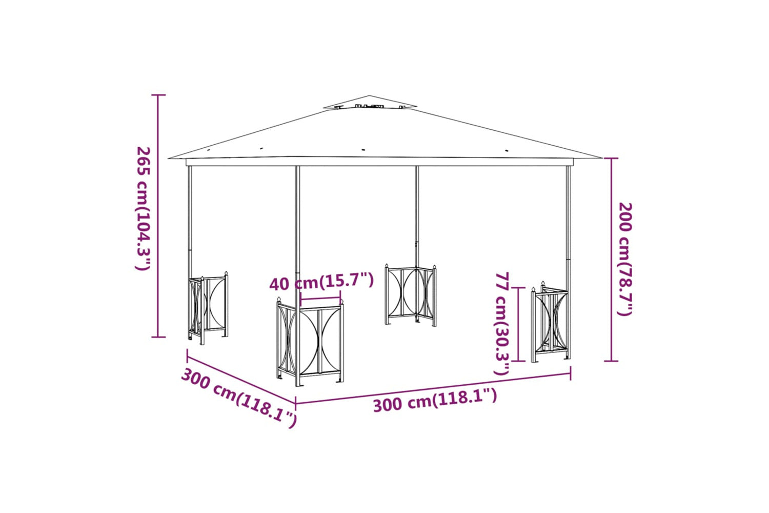 Vidaxl 318540 Gazebo With Sidewalls&double Roofs 3x3 M Cream-5