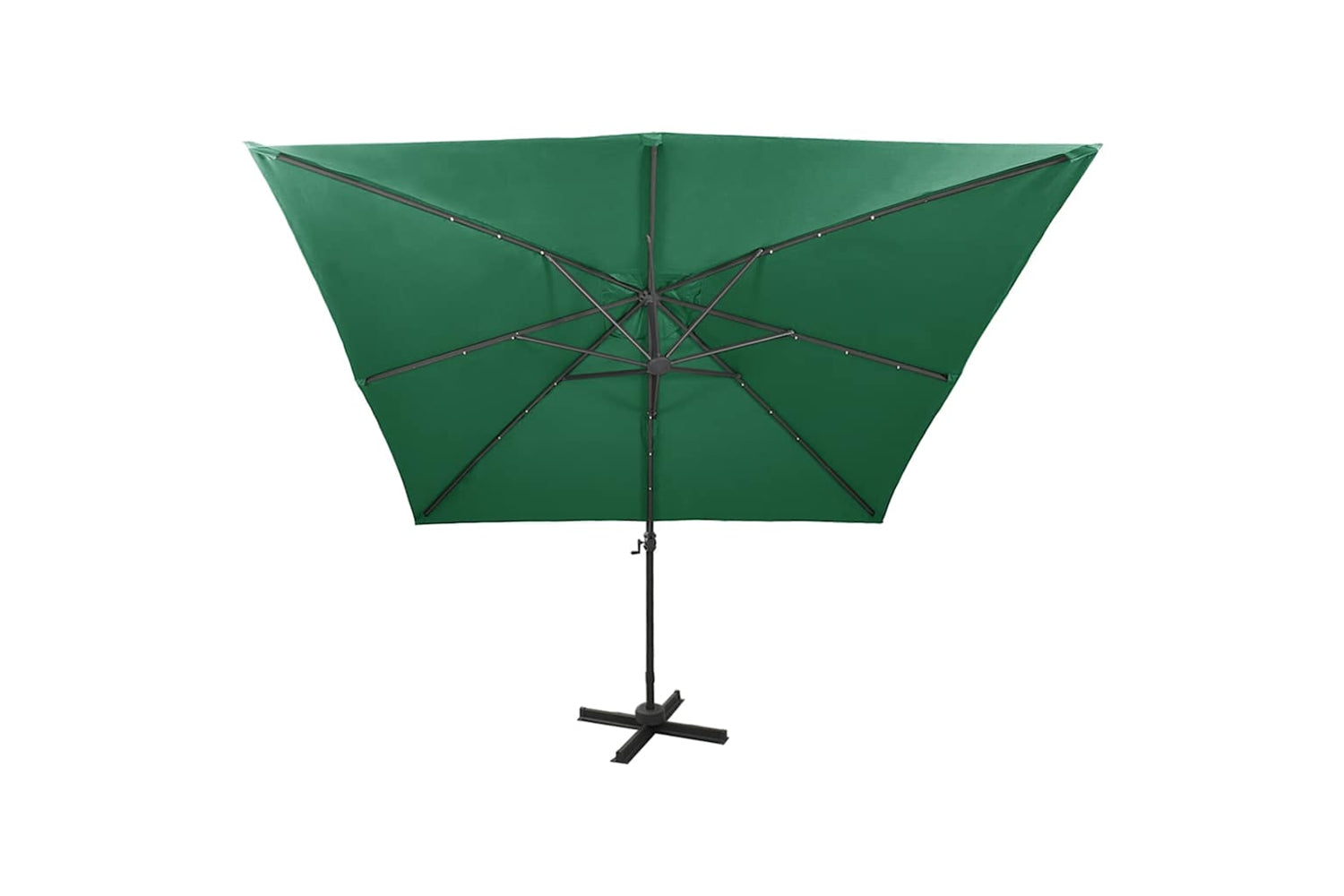 Vidaxl Cantilever Umbrella With Pole And Led Lights Green 300 Cm-4