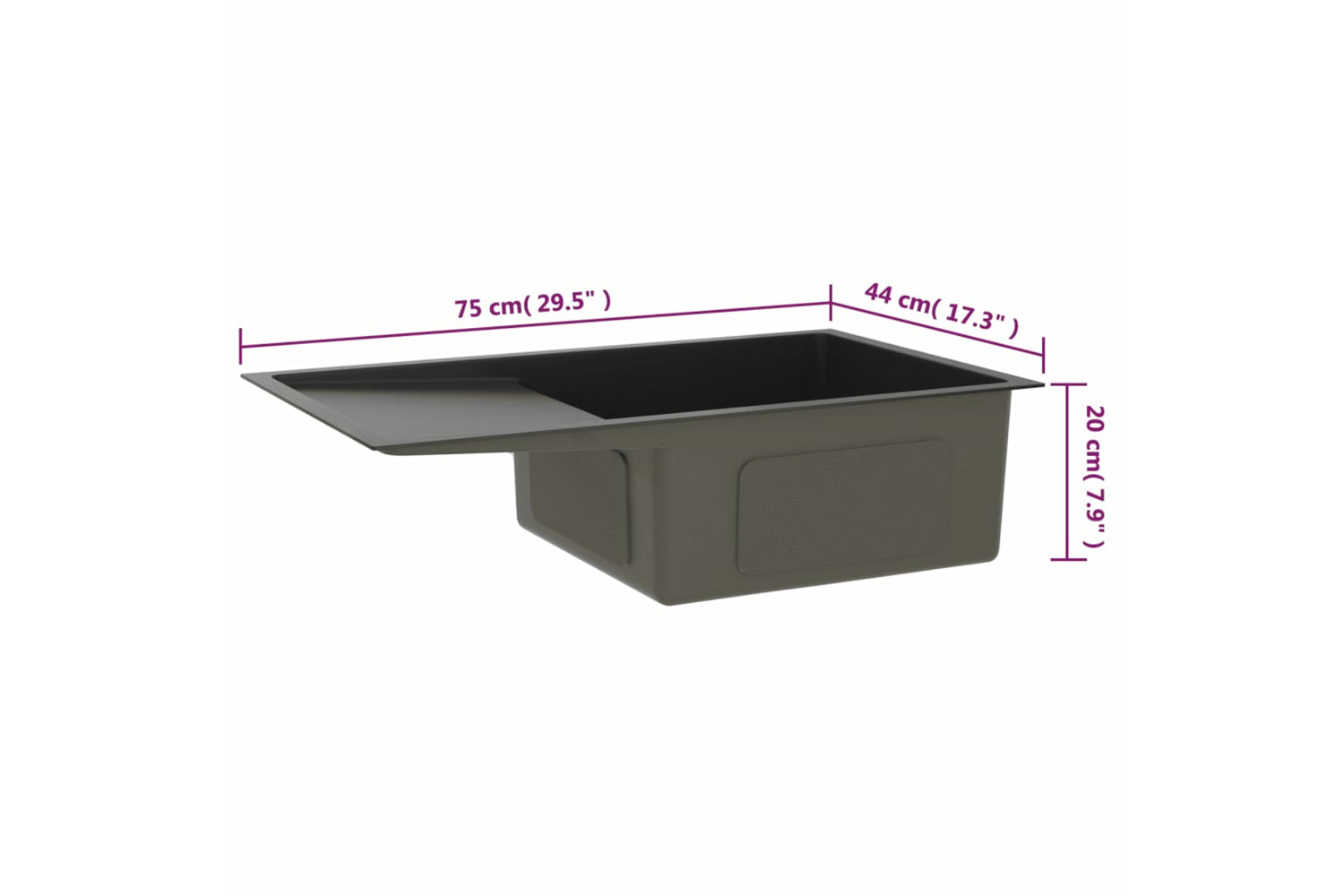 Vidaxl 51521 Handmade Kitchen Sink Black Stainless Steel-6