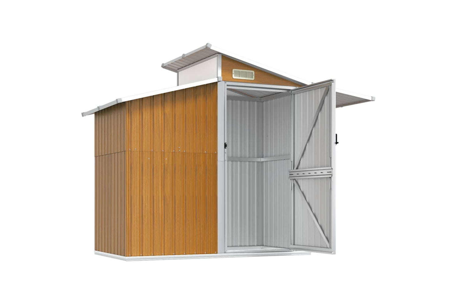 vidaXL 316245 Garden Shed Brown 270x130x208.5cm Galvanised Steel-3