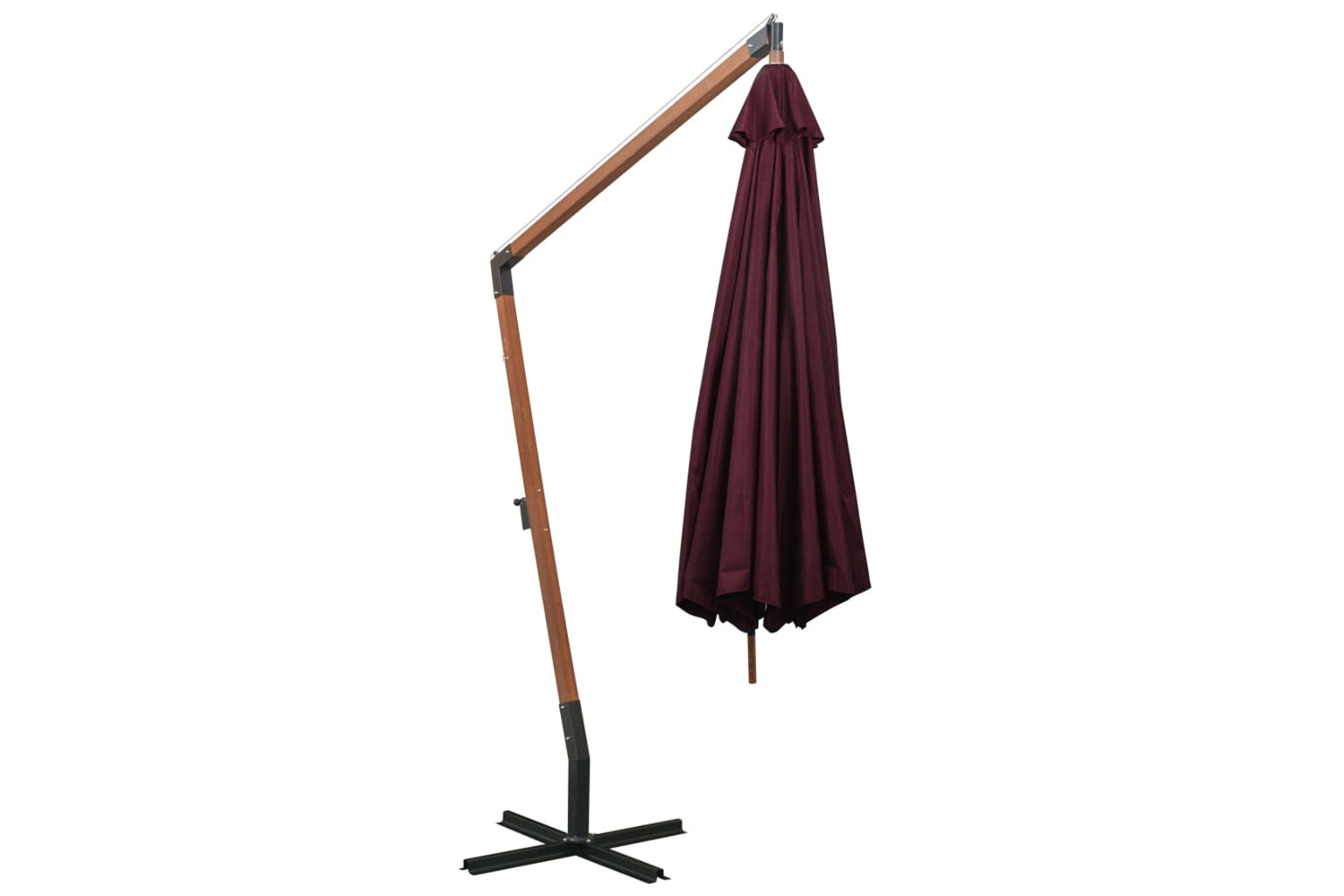 Vidaxl 313770 Hanging Parasol With Pole Bordeaux Red 3.5x2.9 M Solid Fir Wood-4