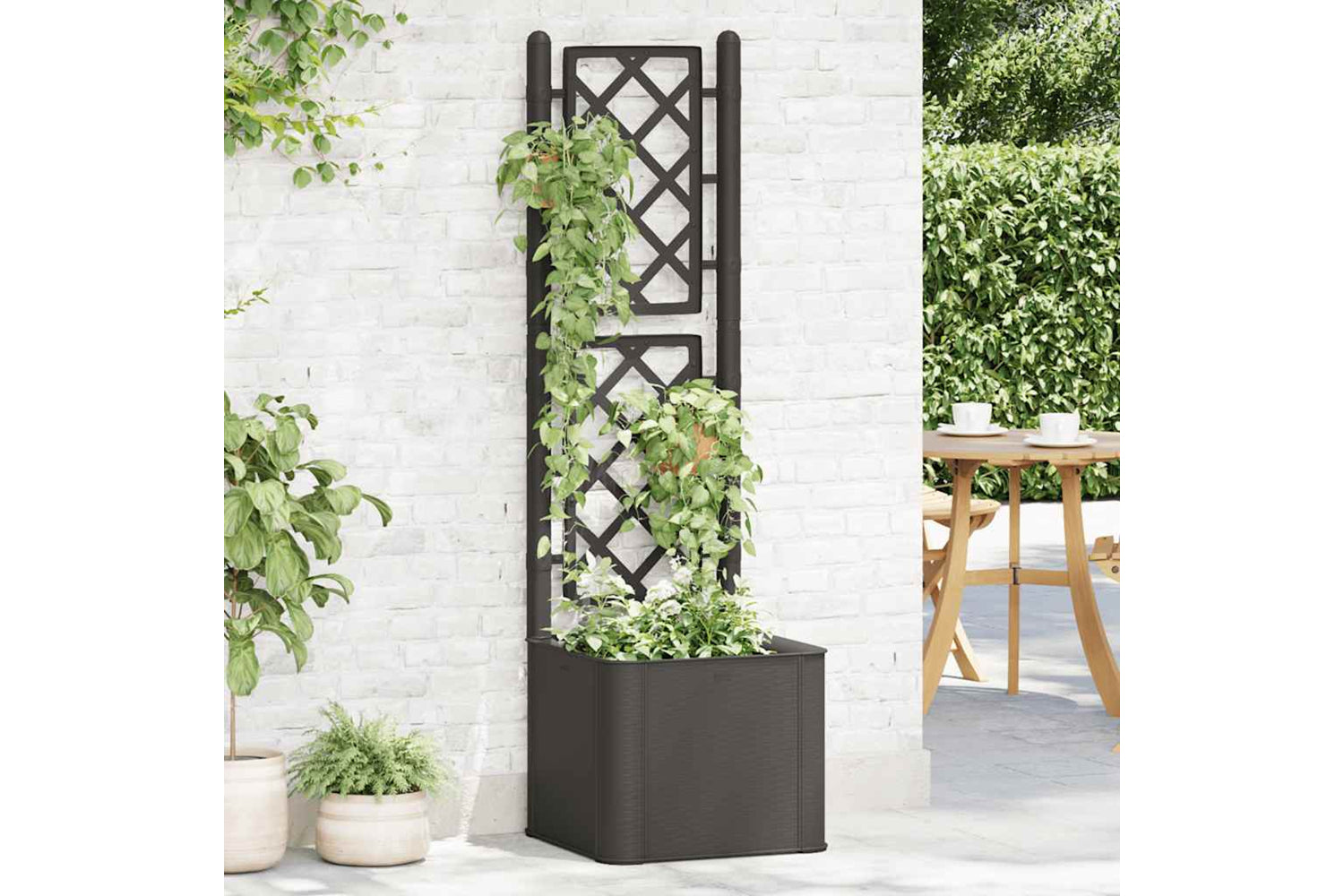 Vidaxl 313965 Garden Raised Bed With Trellis And Self Watering System Anthracite-2