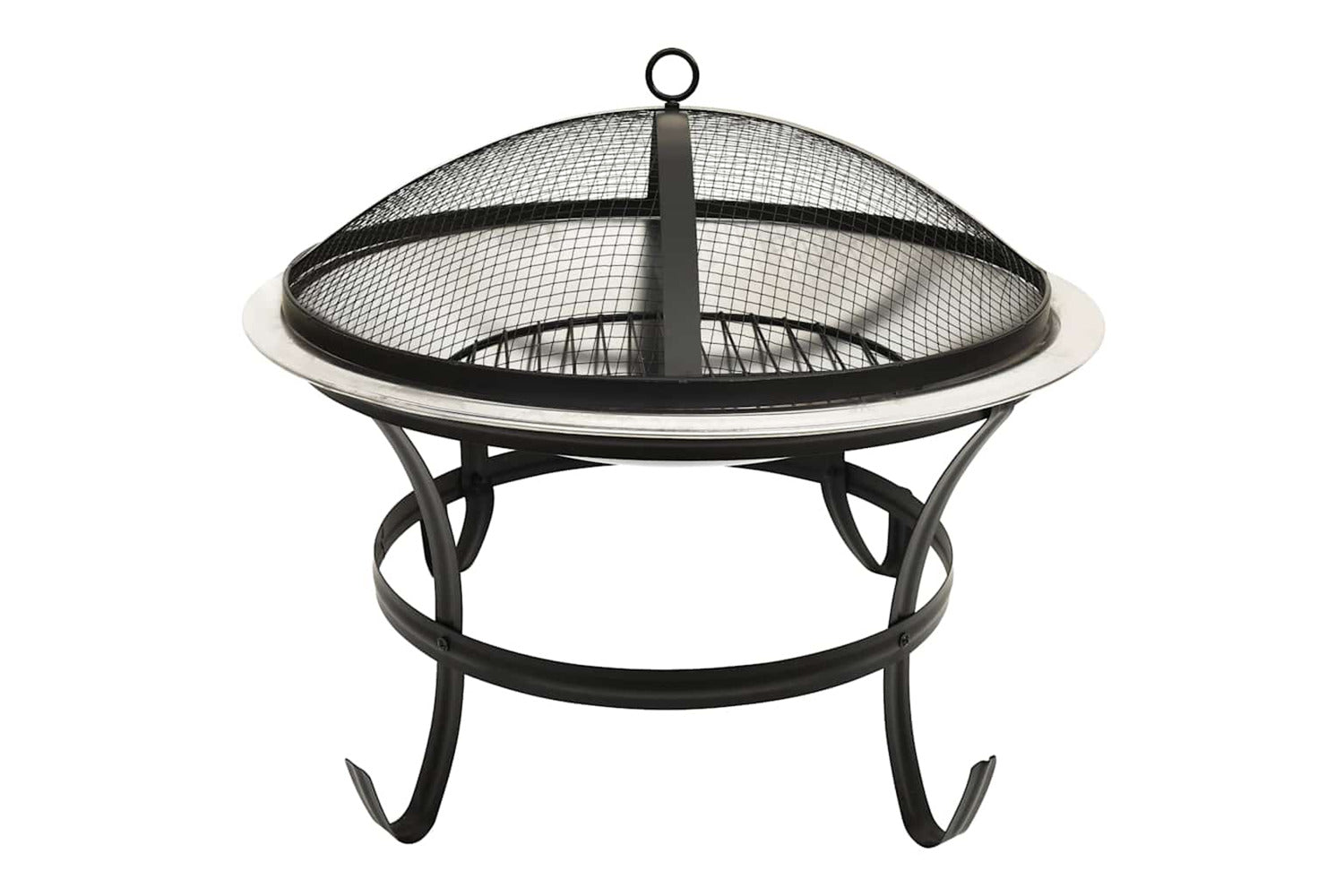 Vidaxl 2-in-1 Fire Pit And Bbq With Poker 56x56x49 Cm Stainless Steel-3