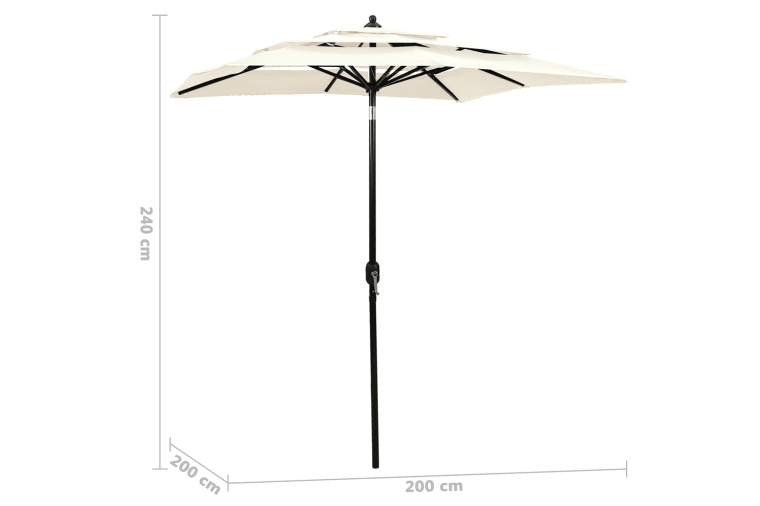 Vidaxl 313844 3-tier Parasol With Aluminium Pole Sand 2x2 M-6