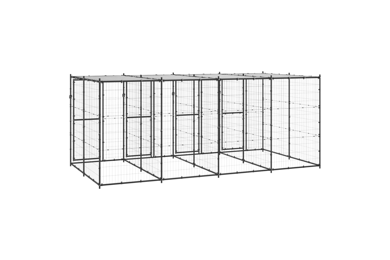 Vidaxl 3082251 Outdoor Dog Kennel Steel With Roof 9.68 M2-4