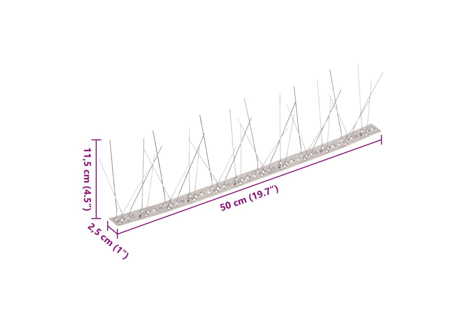 Vidaxl 149133 5-row Stainless Steel Bird & Pigeon Spikes Set Of 20 10 M-7