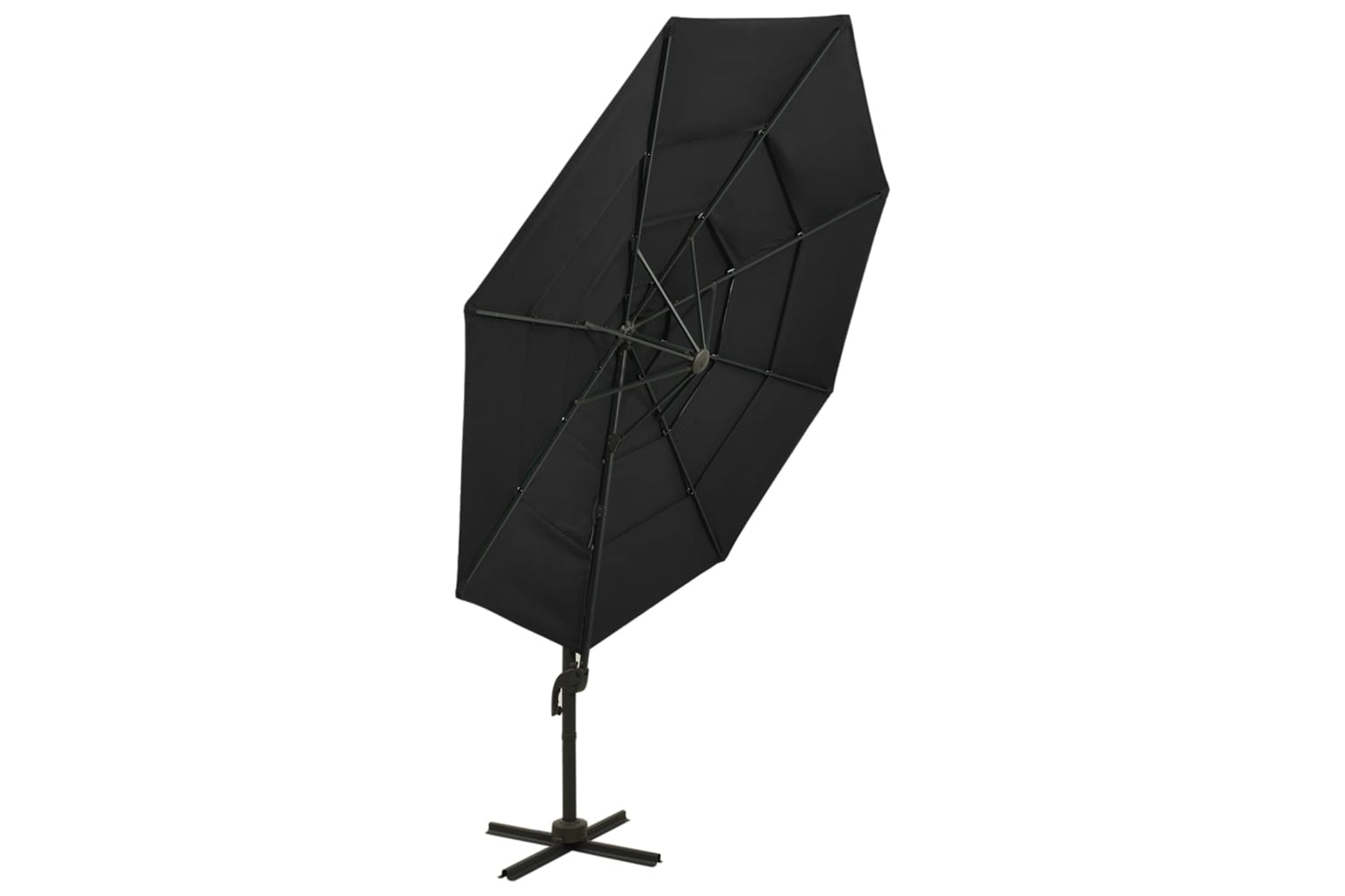 Vidaxl 313834 4-tier Parasol With Aluminium Pole Black 3x3 M-3