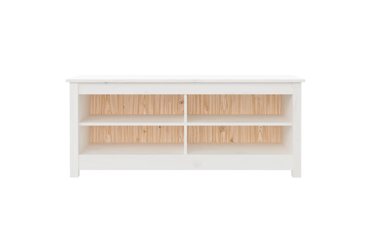 vidaXL 813775 Shoe Bench White 110x38x45.5cm Solid Wood Pine-2
