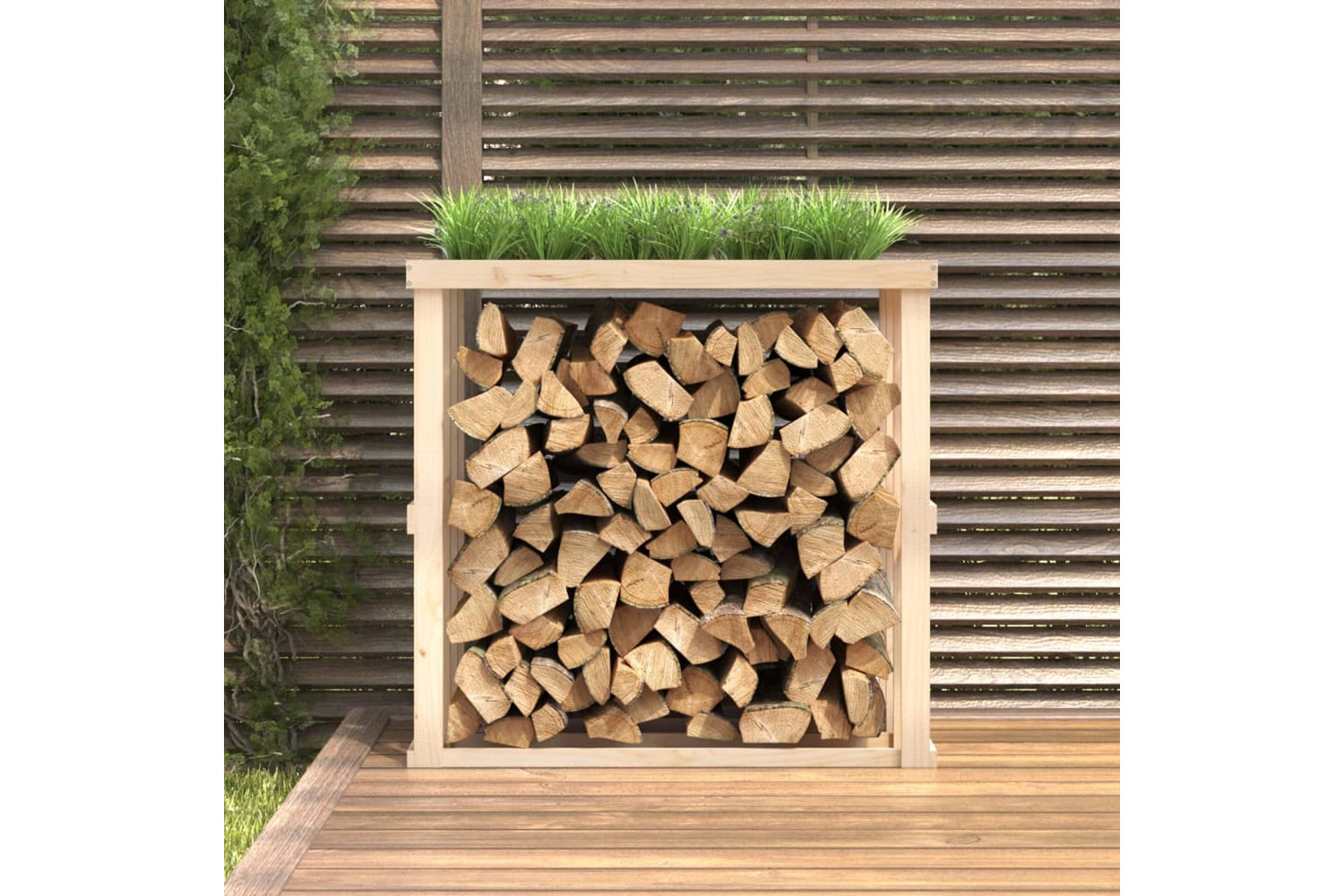 vidaXL 822626 Outdoor Log Holder 108x52x106cm Solid Wood Pine-2