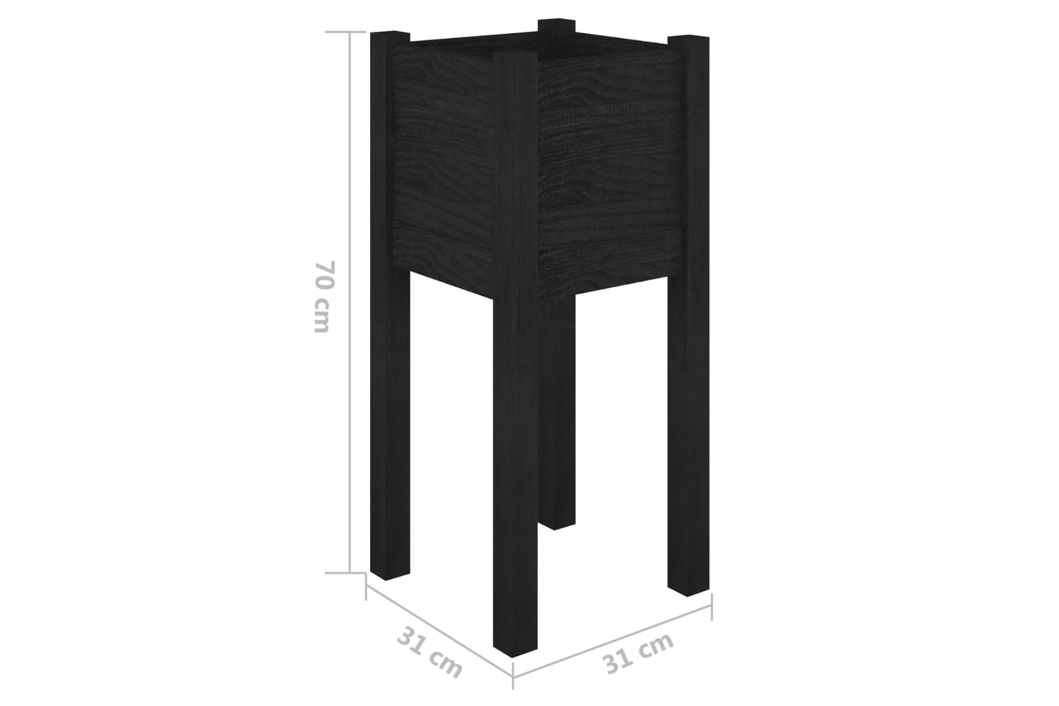 vidaXL 810787 Garden Planter Black 31x31x70cm Solid Pinewood-6