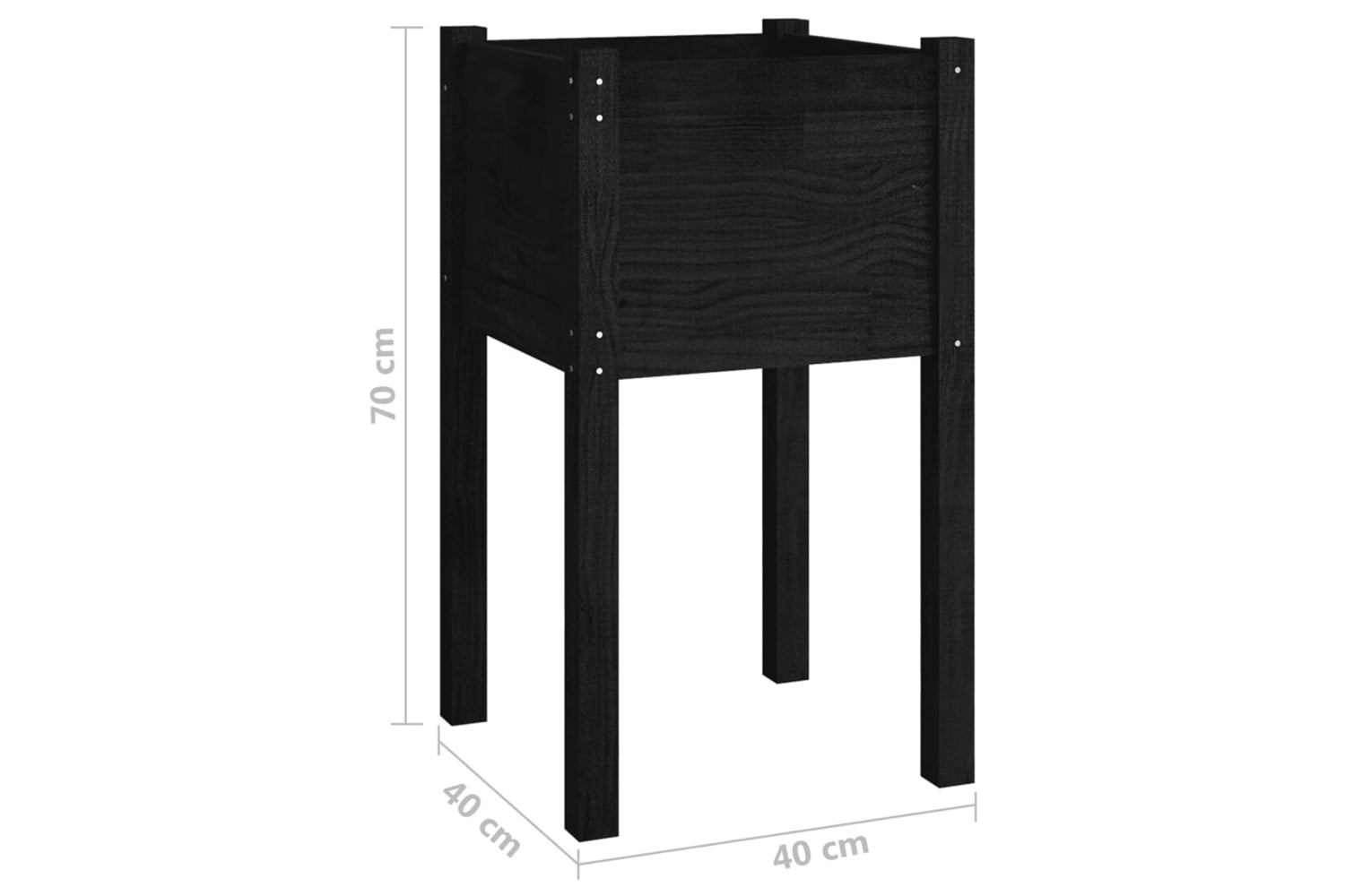 vidaXL 810797 Garden Planter Black 40x40x70cm Solid Pinewood-6