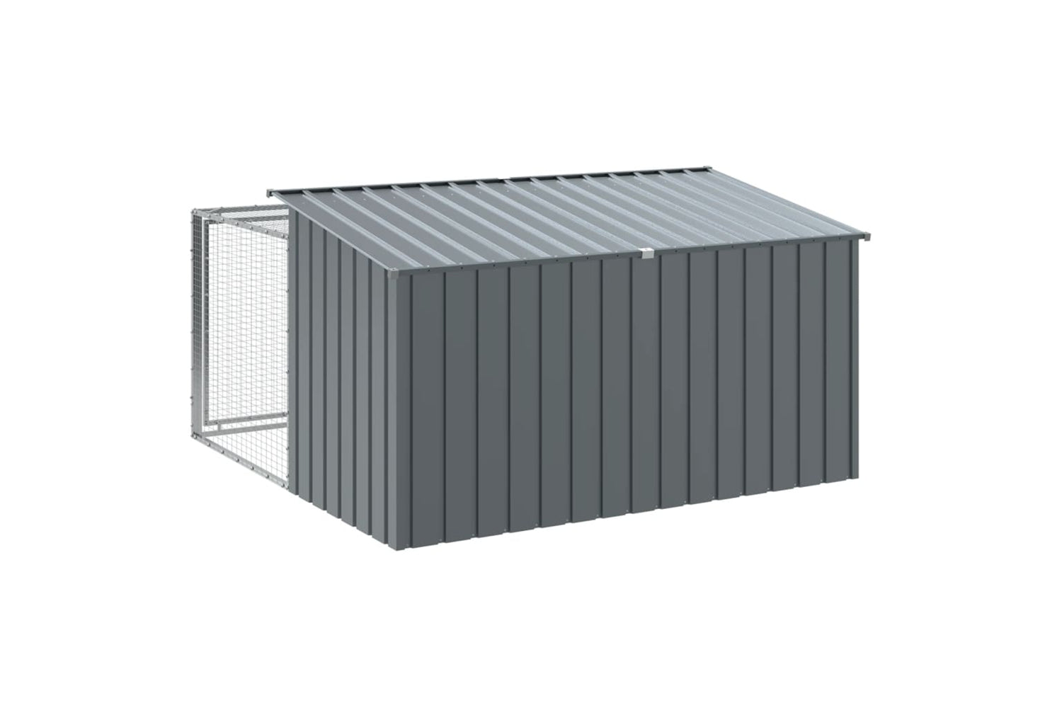 vidaXL 3214224 Dog House With Run Anthracite 197x194x110cm Galvanised Steel-6